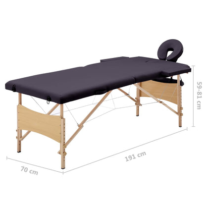 Massageliege Klappbar 2-Zonen mit Holzgestell Lila - Pazzar.ch