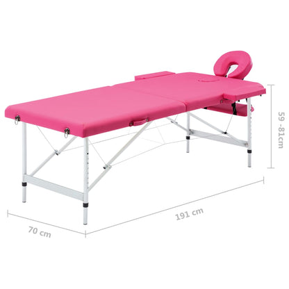 Massageliege Klappbar 2-Zonen mit Aluminiumgestell Rosa - Pazzar.ch