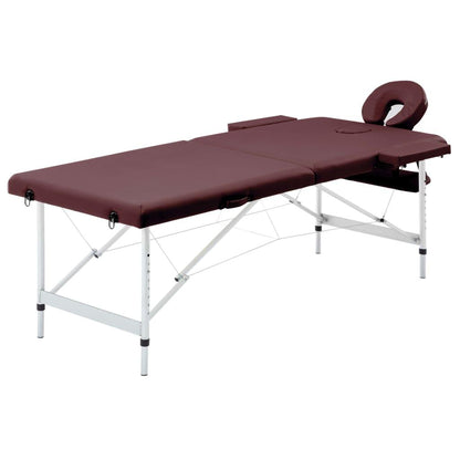 Massageliege Klappbar 2-Zonen Aluminiumgestell Bordeaux-Lila - Pazzar.ch