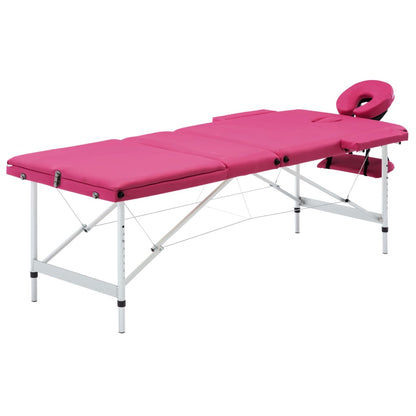 Massageliege Klappbar 3-Zonen mit Aluminiumgestell Rosa - Pazzar.ch