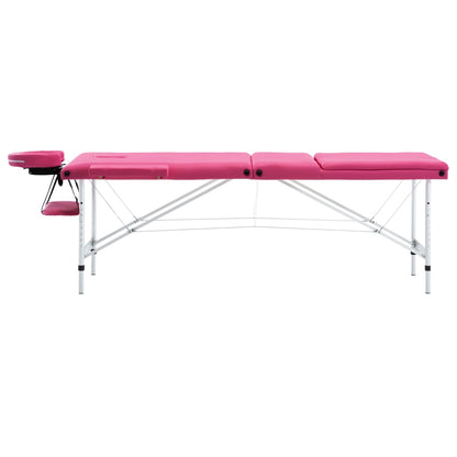 Massageliege Klappbar 3-Zonen mit Aluminiumgestell Rosa - Pazzar.ch