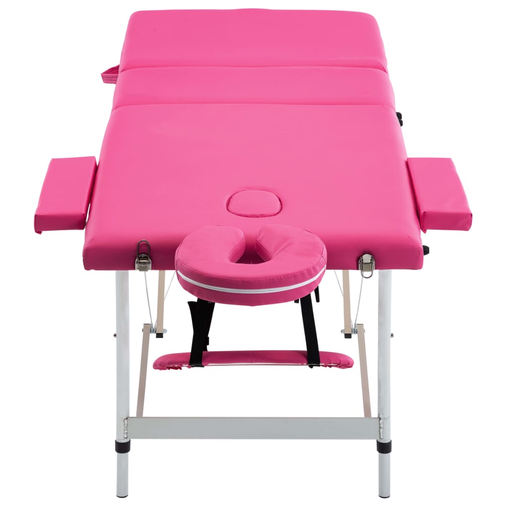 Massageliege Klappbar 3-Zonen mit Aluminiumgestell Rosa - Pazzar.ch