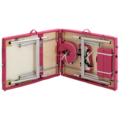 Massageliege Klappbar 3-Zonen mit Aluminiumgestell Rosa - Pazzar.ch
