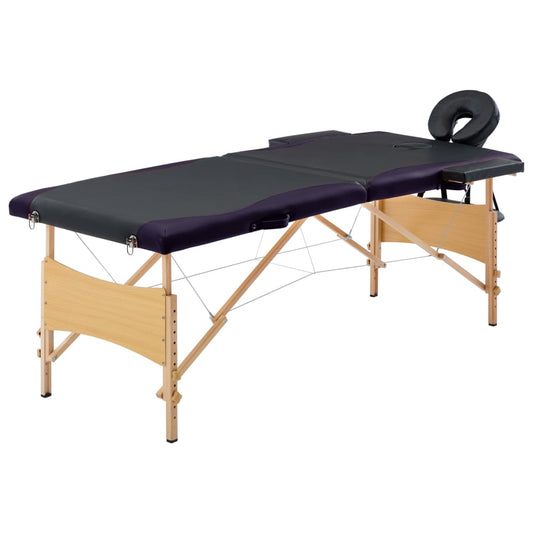Massageliege Klappbar 2-Zonen mit Holzgestell Schwarz - Pazzar.ch