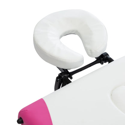 Massageliege Klappbar 3-Zonen Aluminiumgestell Weiß und Rosa - Pazzar.ch