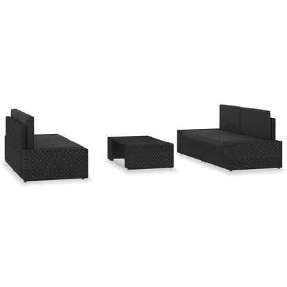 5-tlg. Garten-Lounge-Set Poly Rattan Schwarz - Pazzar.ch