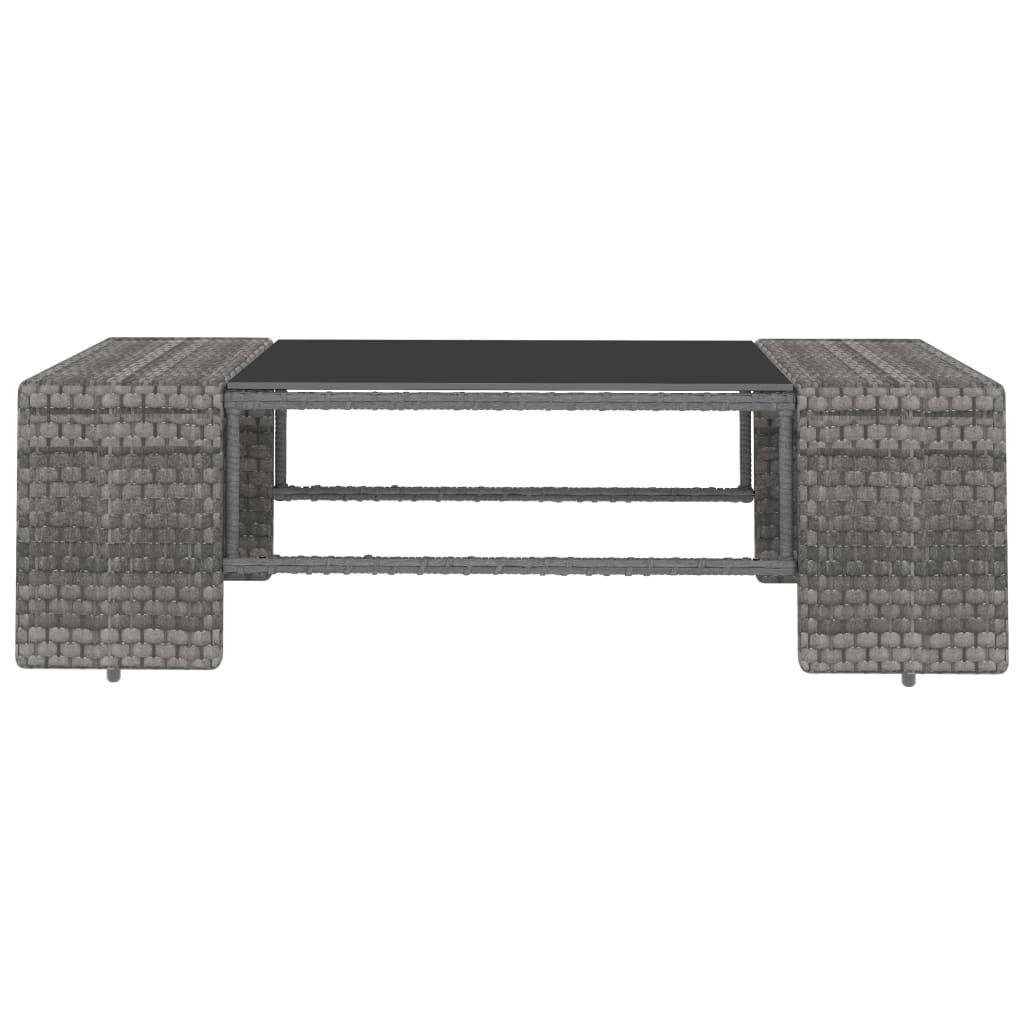 4-tlg. Garten-Lounge-Set Poly Rattan Grau