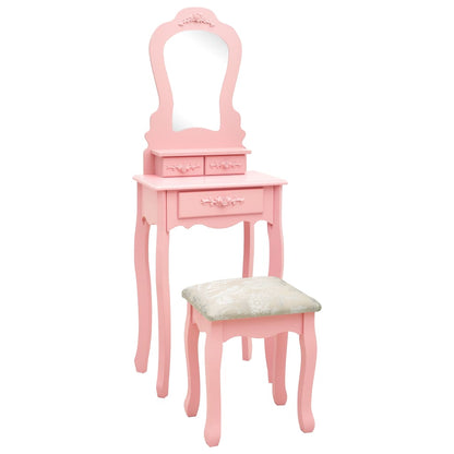 Schminktisch-Set mit Hocker Rosa 50x59x136 cm Paulownia-Holz - Pazzar.ch