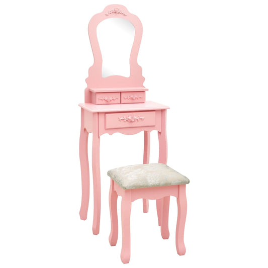 Schminktisch-Set mit Hocker Rosa 50x59x136 cm Paulownia-Holz - Pazzar.ch