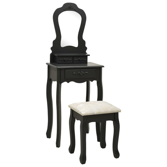 Schminktisch-Set mit Hocker Schwarz 50x59x136 cm Paulownia-Holz - Pazzar.ch