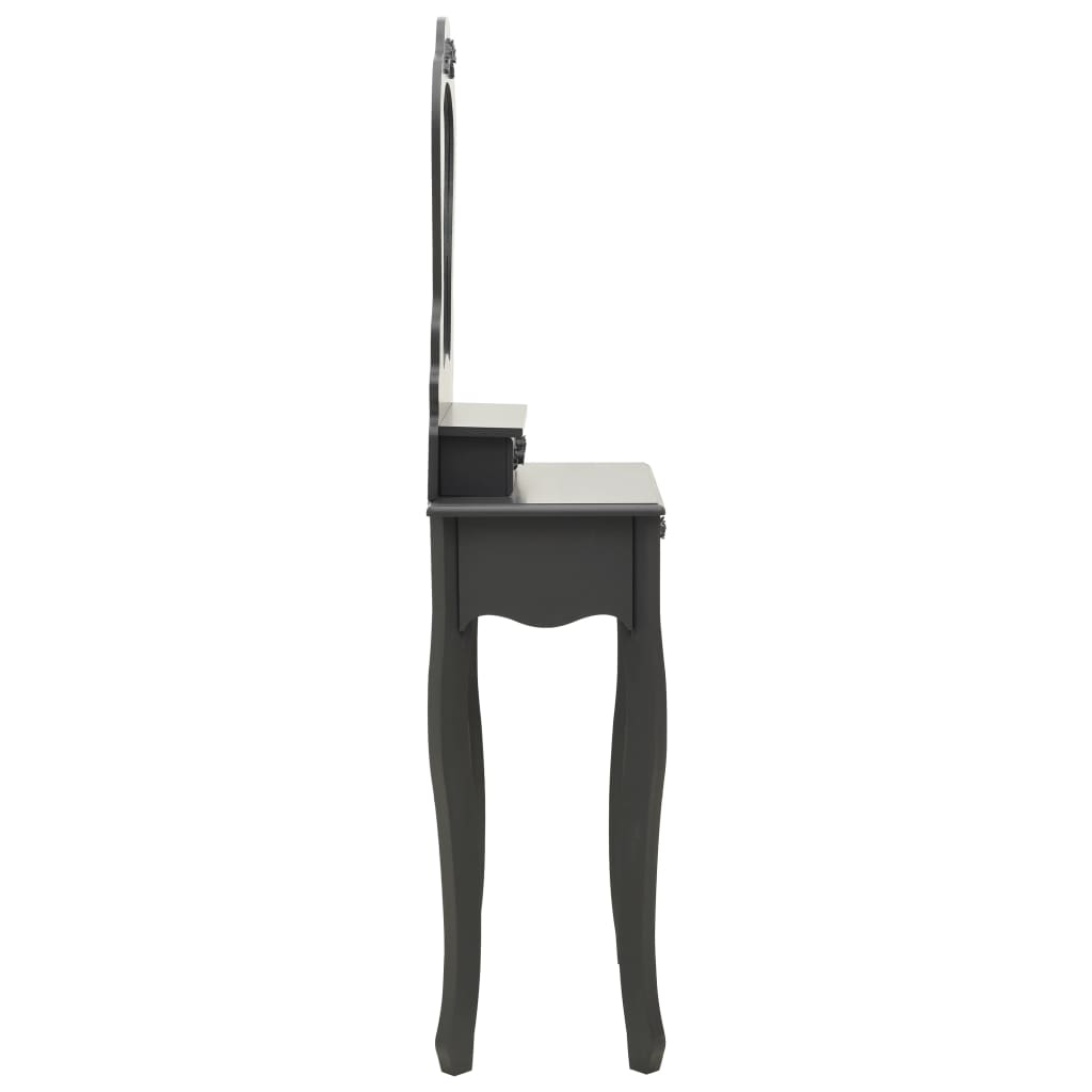 Schminktisch-Set mit Hocker Grau 50x59x136 cm Paulownia-Holz - Pazzar.ch