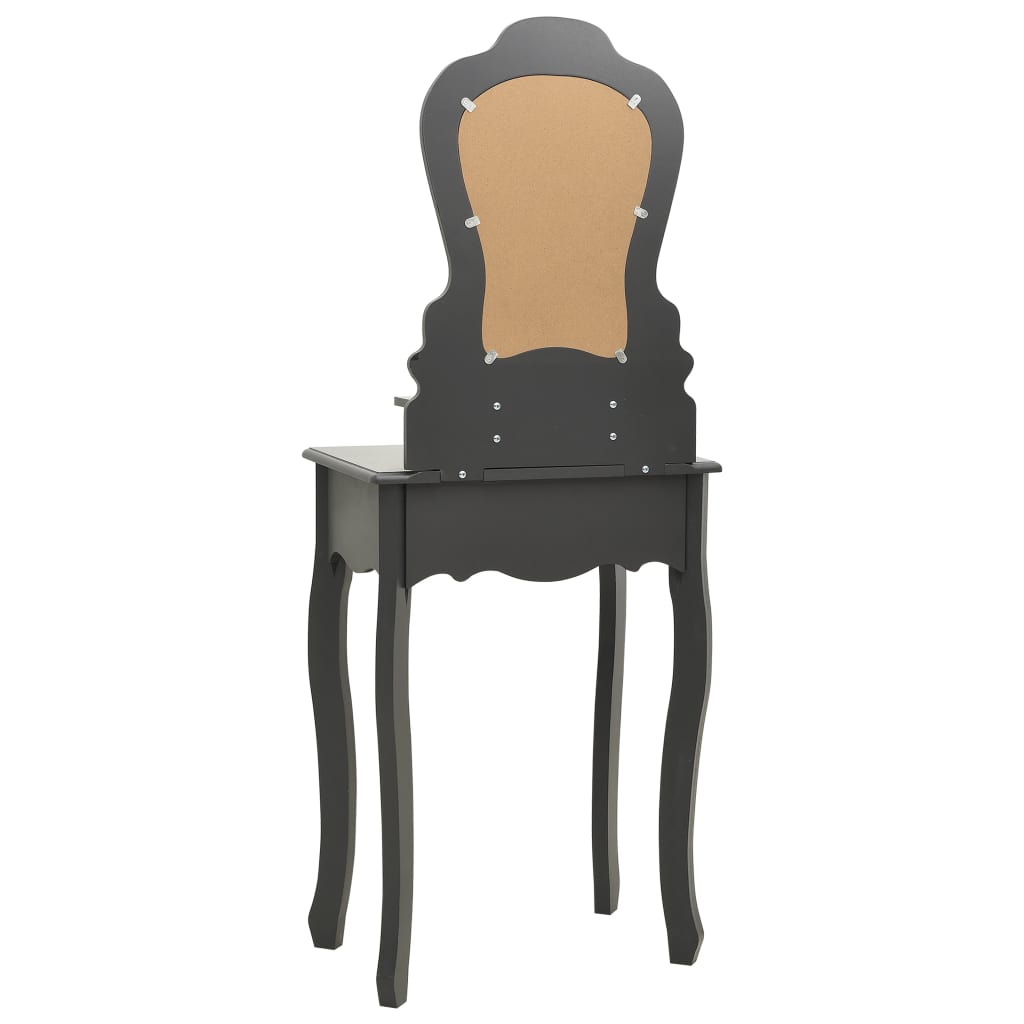 Schminktisch-Set mit Hocker Grau 50x59x136 cm Paulownia-Holz - Pazzar.ch