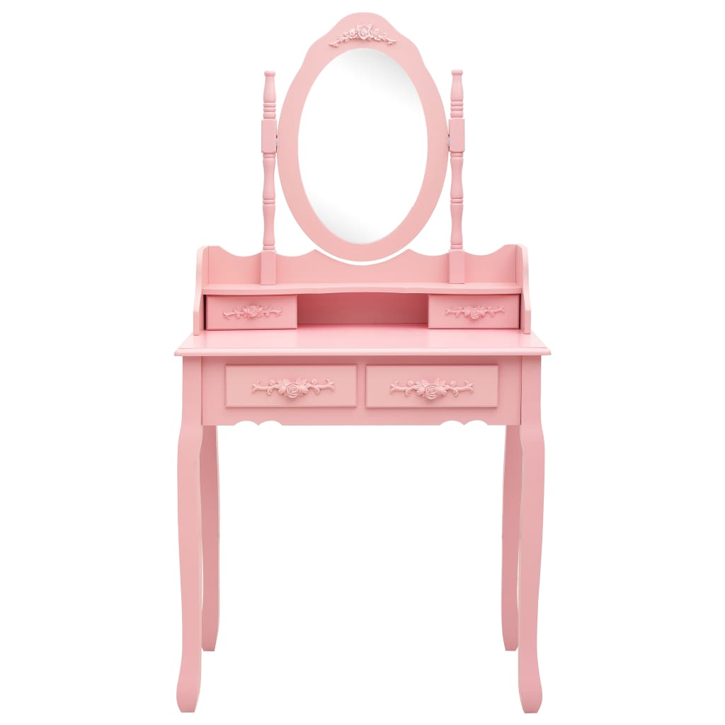 Schminktisch-Set mit Hocker Rosa 75x69x140 cm Paulownia-Holz - Pazzar.ch