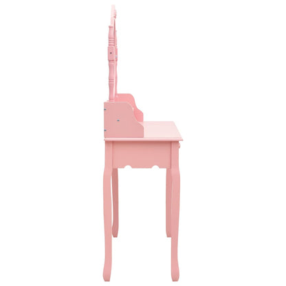 Schminktisch-Set mit Hocker Rosa 75x69x140 cm Paulownia-Holz - Pazzar.ch