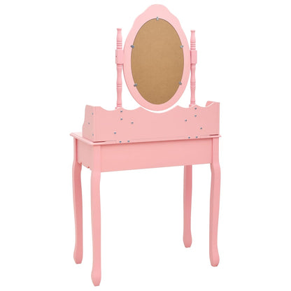 Schminktisch-Set mit Hocker Rosa 75x69x140 cm Paulownia-Holz - Pazzar.ch