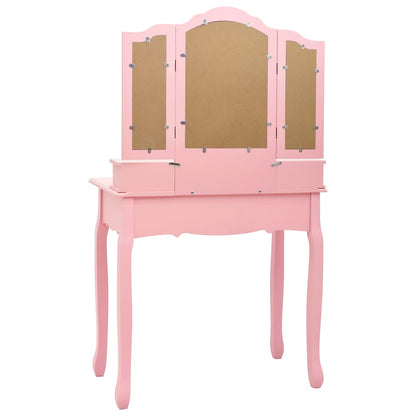 Schminktisch-Set mit Hocker Rosa 80×69×141 cm Paulowniaholz - Pazzar.ch