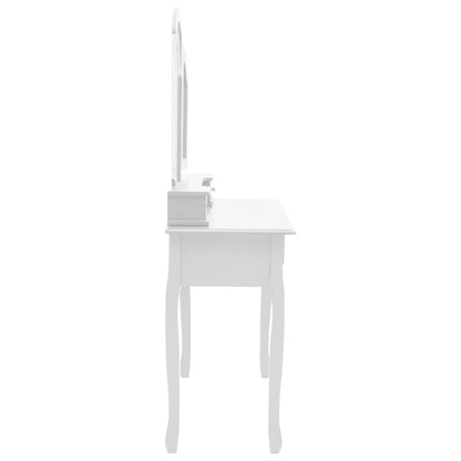 Schminktisch-Set mit Hocker Weiß 100x40x146 cm Paulownia-Holz - Pazzar.ch