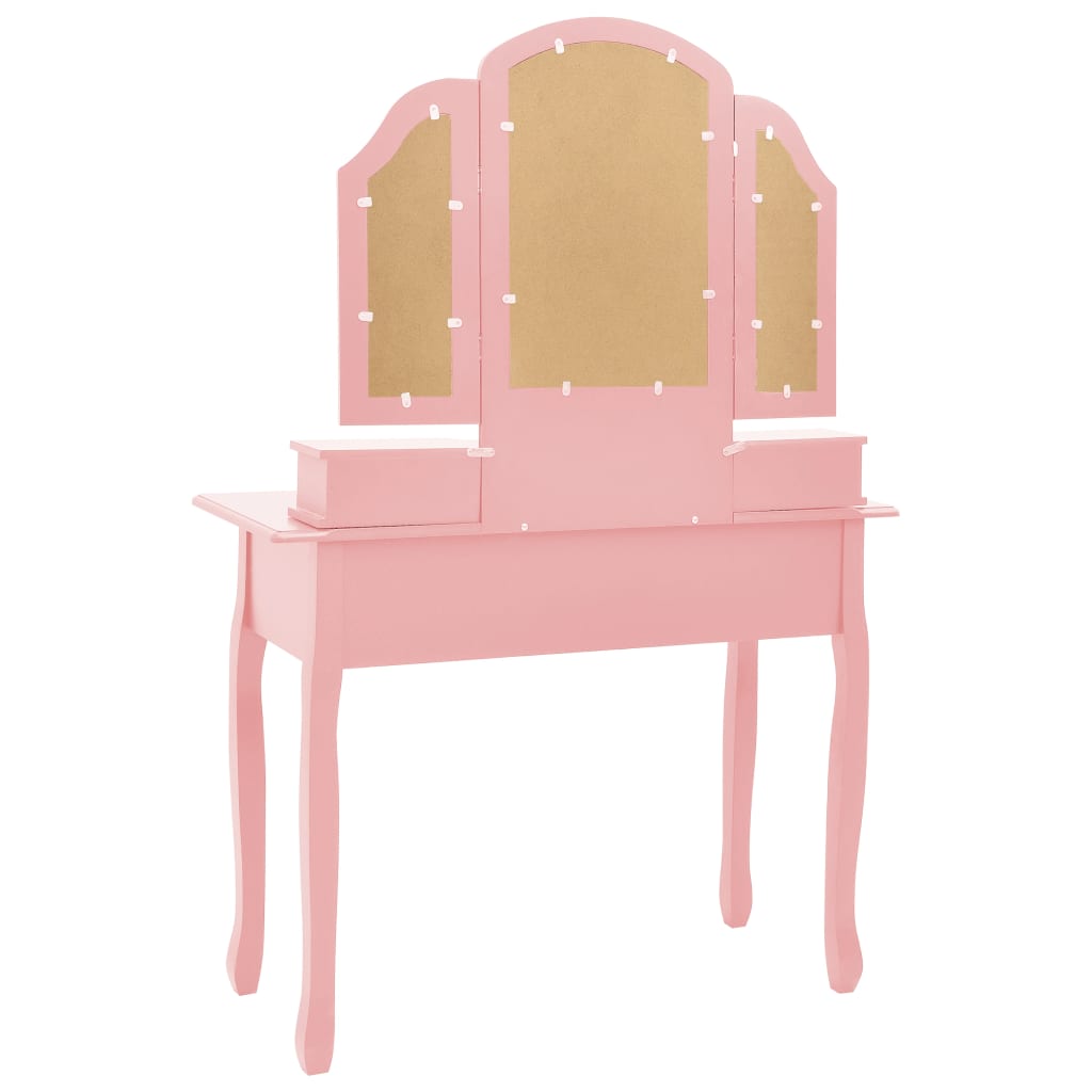 Schminktisch-Set mit Hocker Rosa 100x40x146 cm Paulownia-Holz - Pazzar.ch