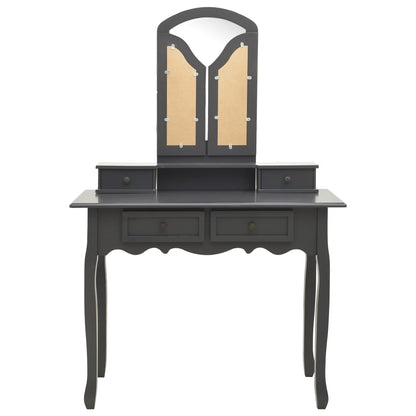 Schminktisch-Set mit Hocker Grau 100x40x146 cm Paulownia-Holz - Pazzar.ch