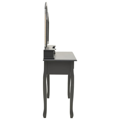 Schminktisch-Set mit Hocker Grau 100x40x146 cm Paulownia-Holz - Pazzar.ch