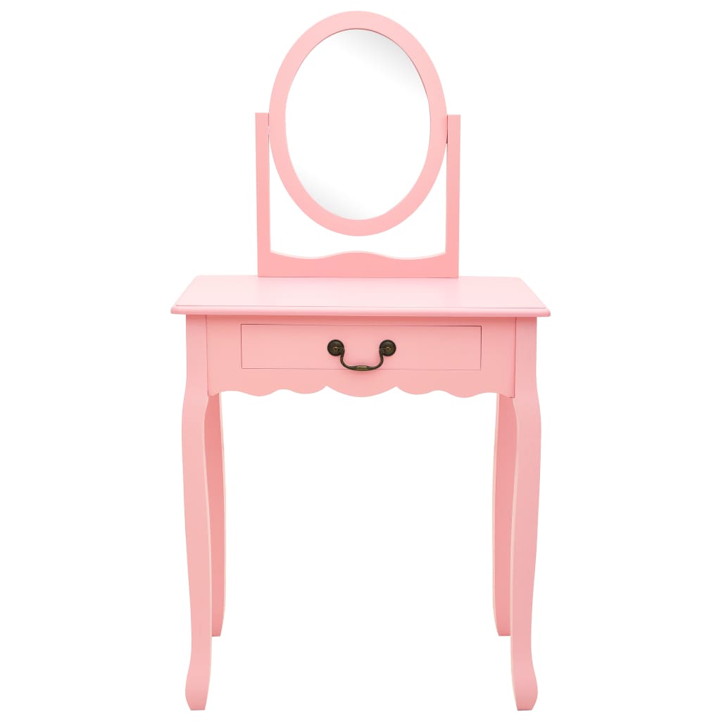 Schminktisch mit Hocker Rosa 65x36x128 cm Paulownia-Holz MDF - Pazzar.ch