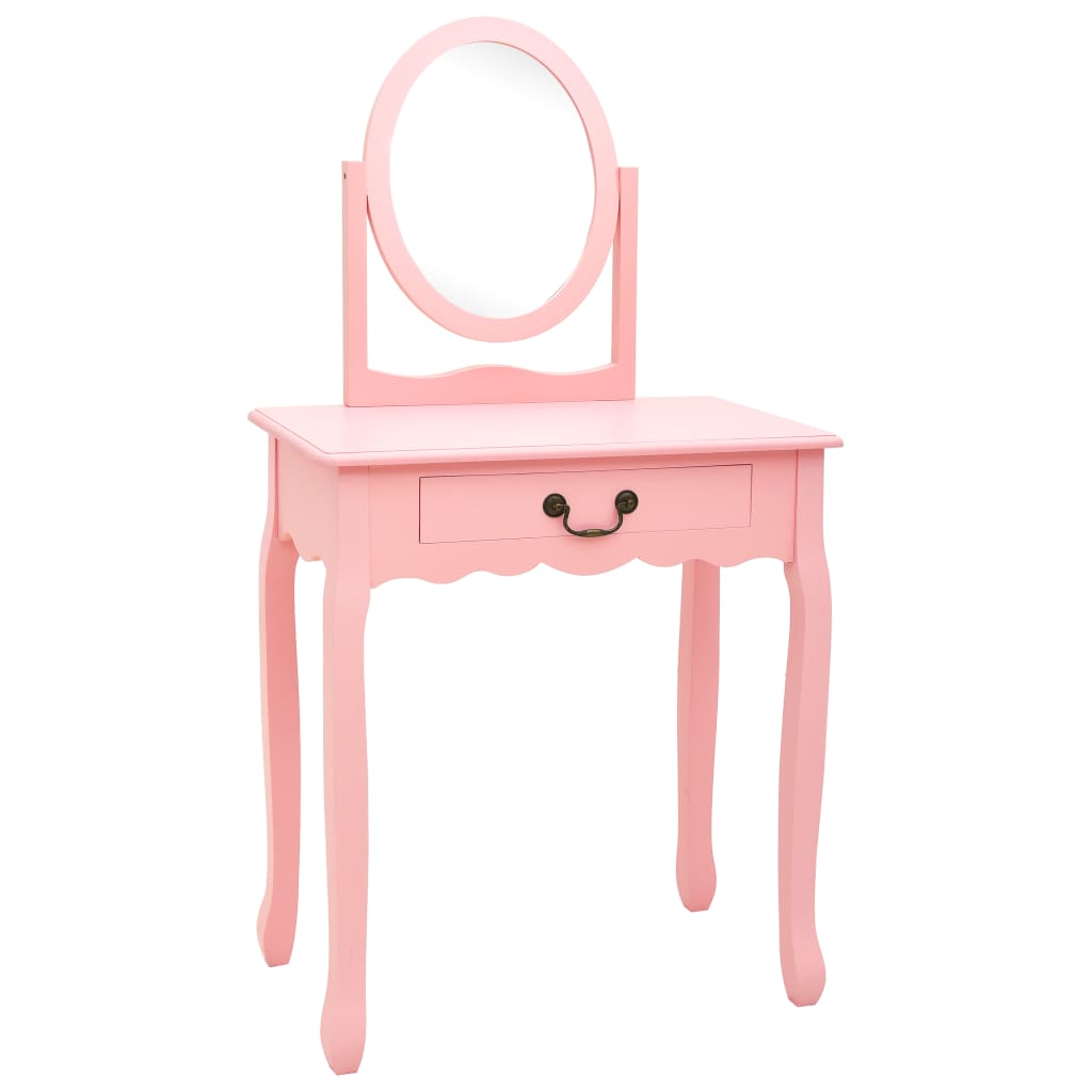 Schminktisch mit Hocker Rosa 65x36x128 cm Paulownia-Holz MDF - Pazzar.ch