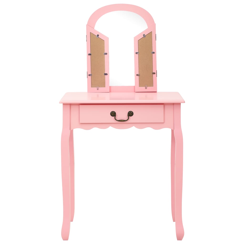 Schminktisch mit Hocker Rosa 65x36x128 cm Paulownia-Holz MDF - Pazzar.ch