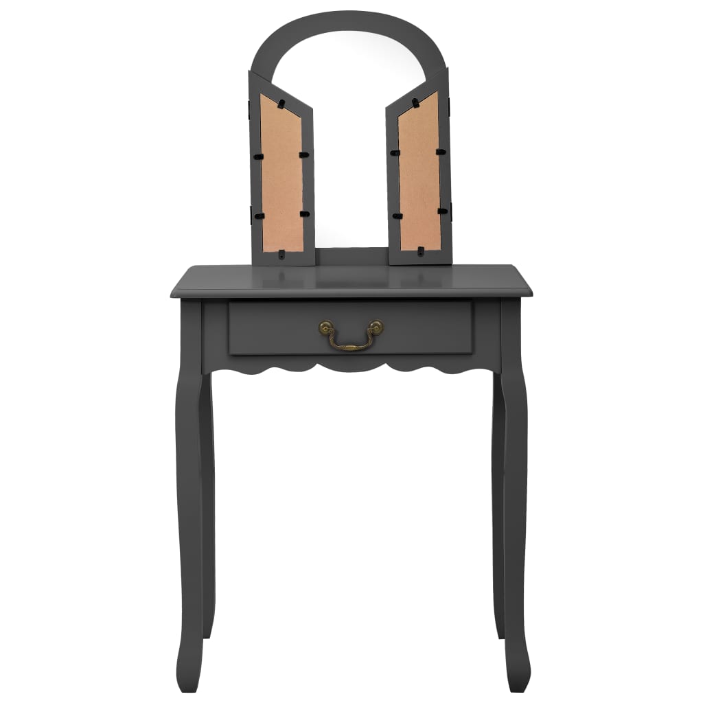 Schminktisch mit Hocker Grau 65x36x128 cm Paulownia-Holz MDF - Pazzar.ch