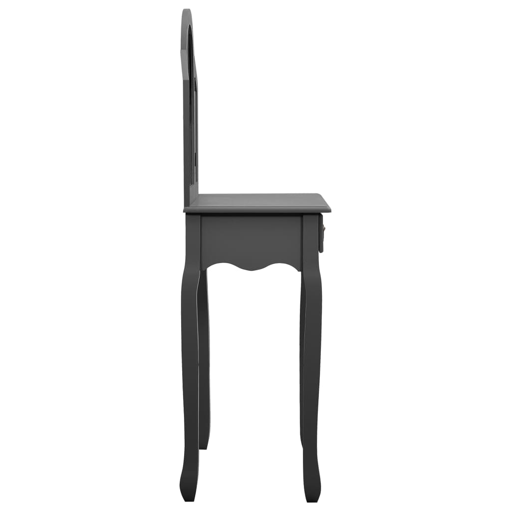 Schminktisch mit Hocker Grau 65x36x128 cm Paulownia-Holz MDF - Pazzar.ch