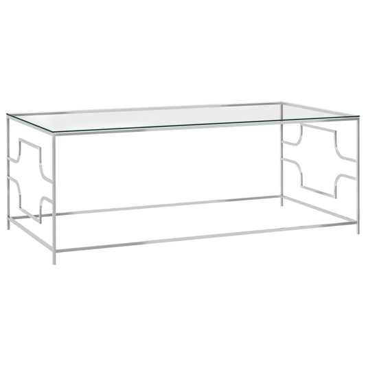 Couchtisch Silbern 120x60x45 cm Edelstahl und Glas - Pazzar.ch