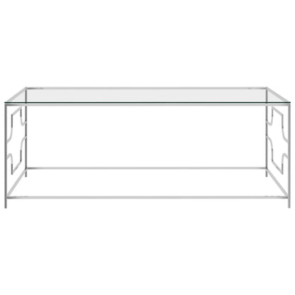 Couchtisch Silbern 120x60x45 cm Edelstahl und Glas - Pazzar.ch