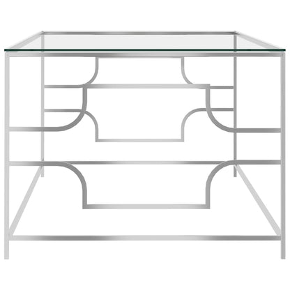 Couchtisch Silbern 120x60x45 cm Edelstahl und Glas - Pazzar.ch