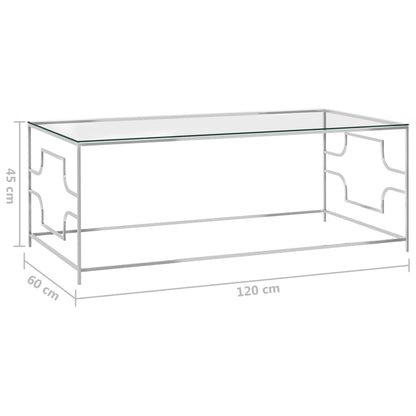 Couchtisch Silbern 120x60x45 cm Edelstahl und Glas - Pazzar.ch