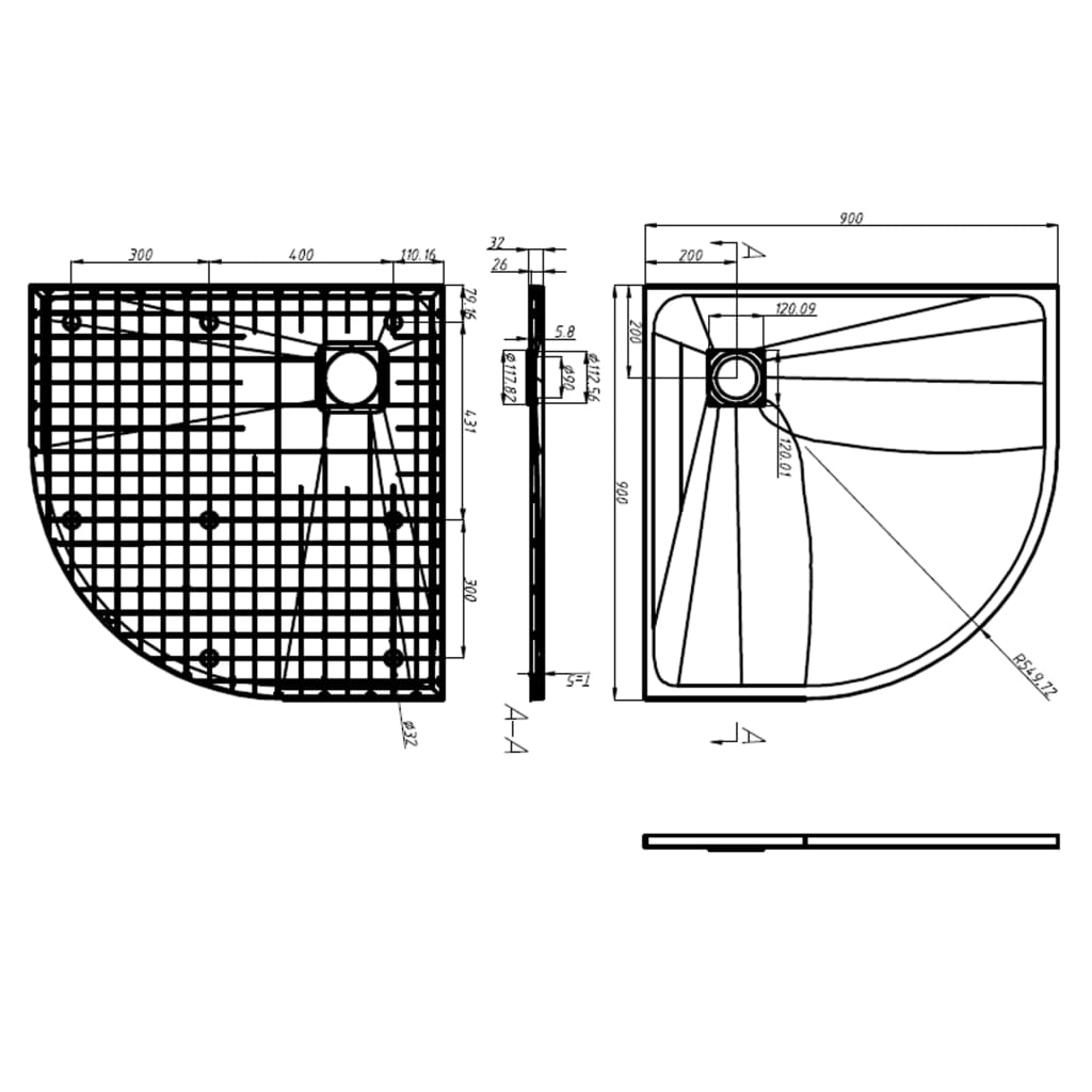 Duschtasse SMC Schwarz 90x90 cm - Pazzar.ch