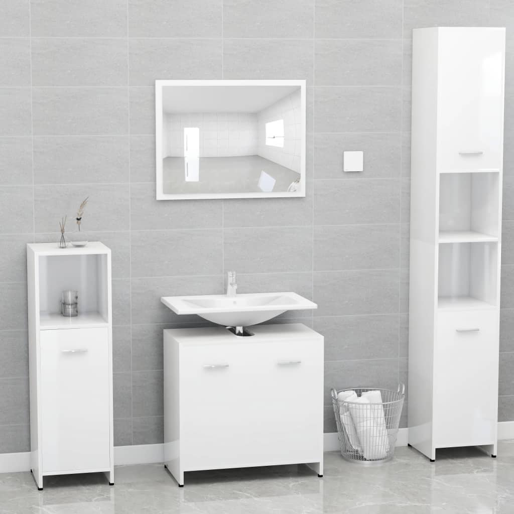 Badezimmerschrank Hochglanz-Weiß 60x33x61 cm Holzwerkstoff