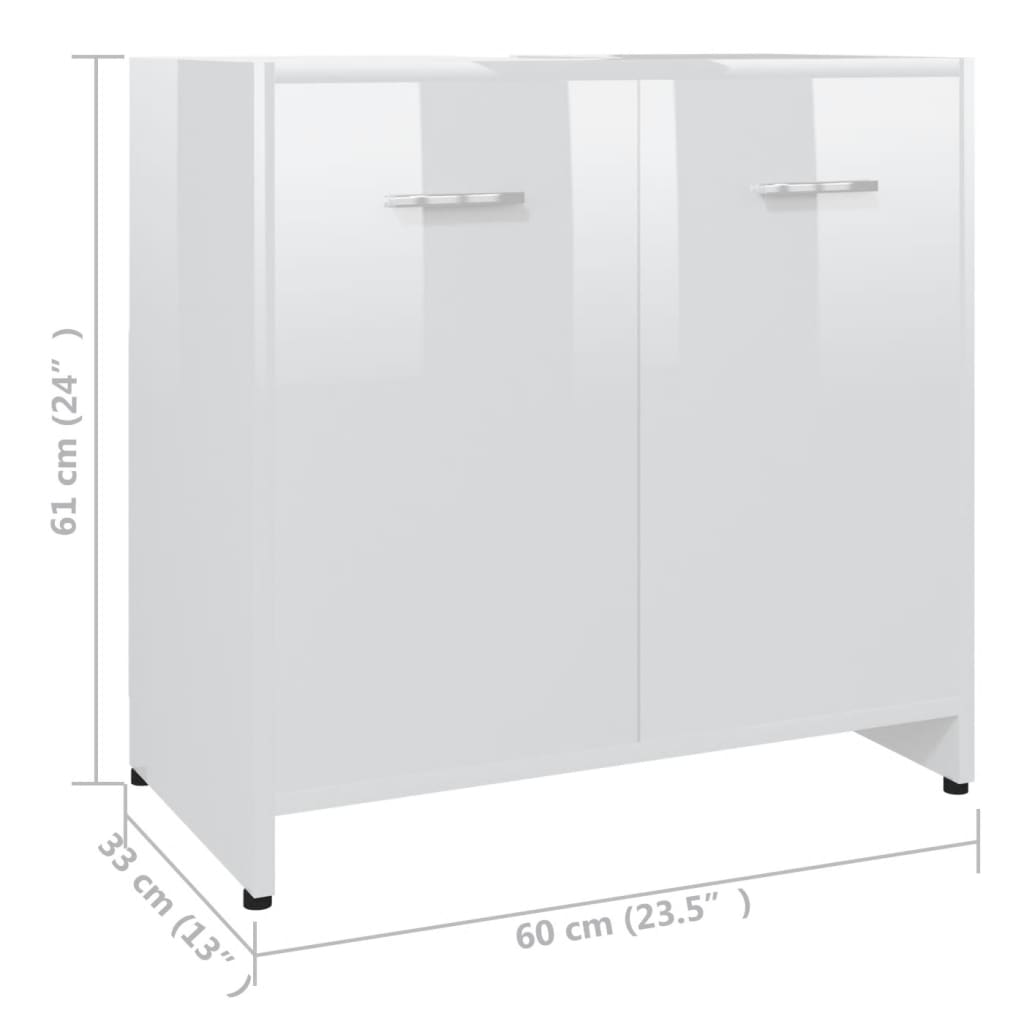 Badezimmerschrank Hochglanz-Weiß 60x33x61 cm Holzwerkstoff - Pazzar.ch