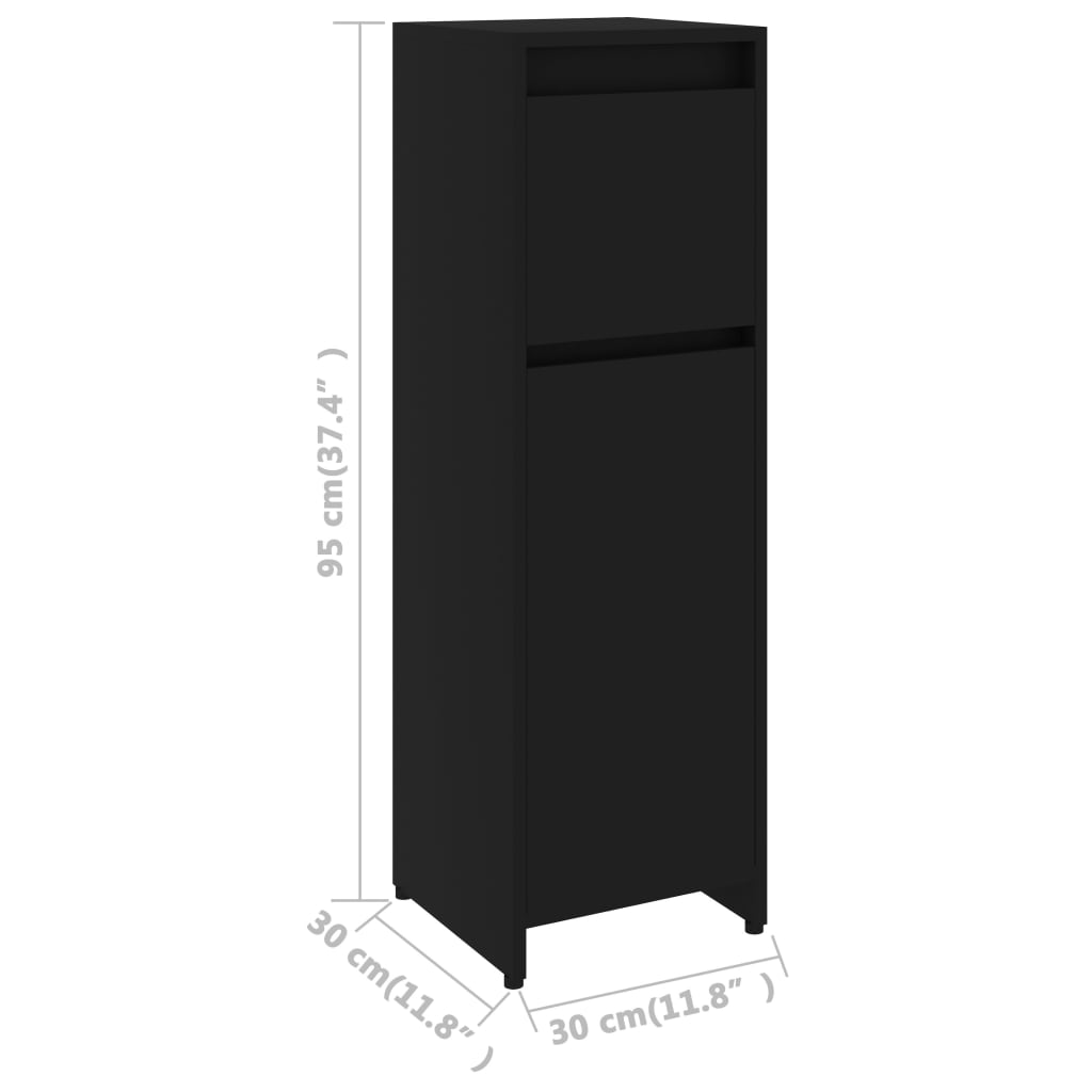 Badezimmerschrank Schwarz 30x30x95 cm Holzwerkstoff - Pazzar.ch