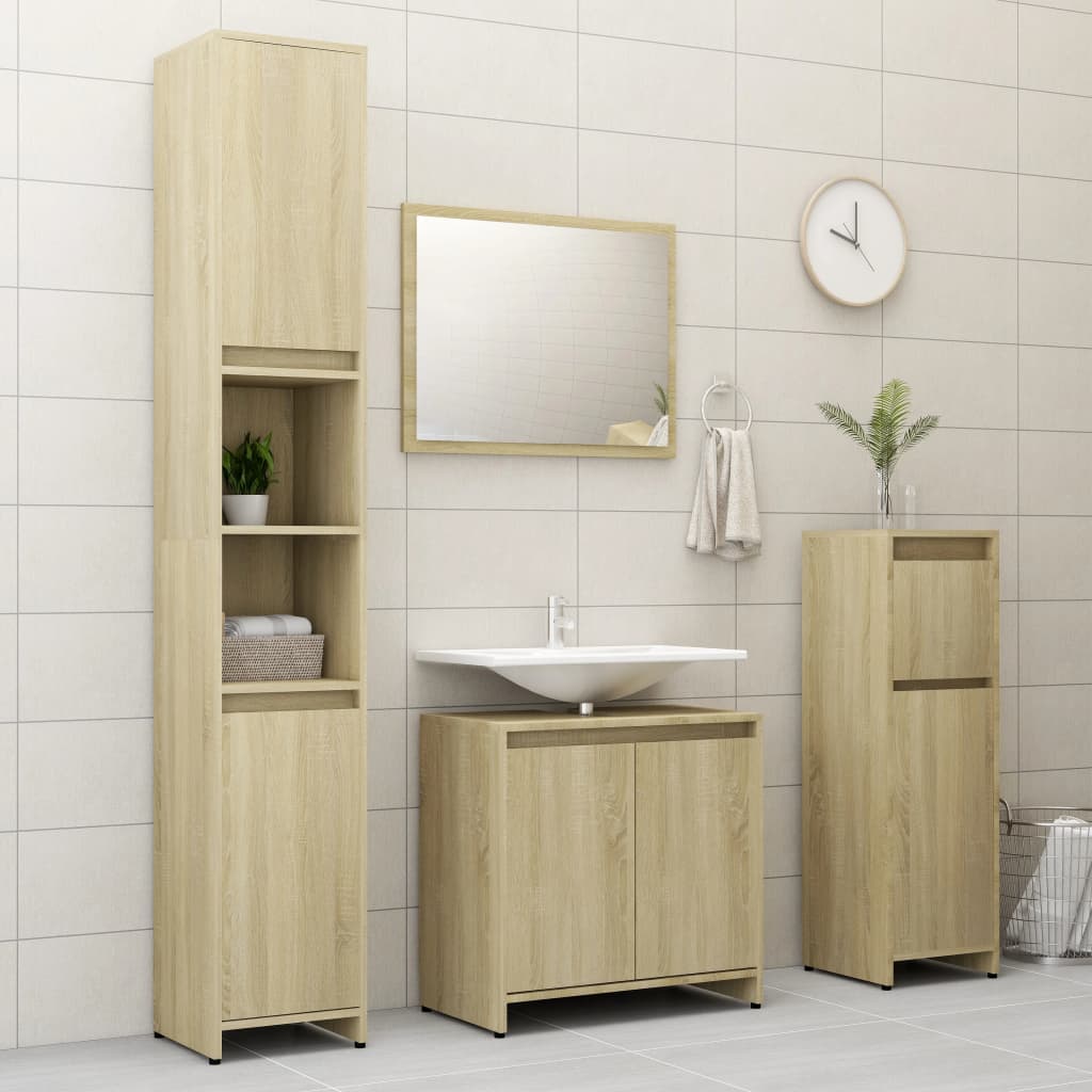 Badezimmerschrank Sonoma-Eiche 30x30x95 cm Holzwerkstoff