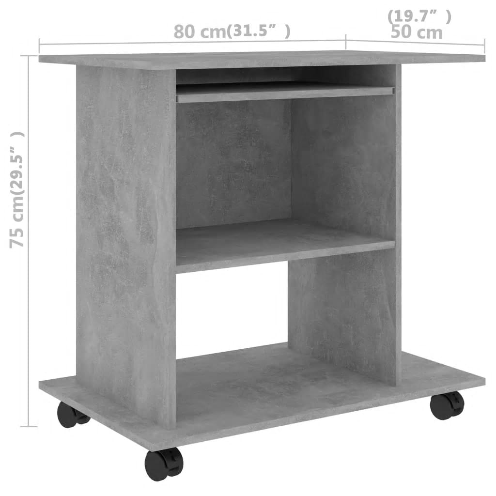 Schreibtisch Betongrau 80x50x75 cm Holzwerkstoff - Pazzar.ch