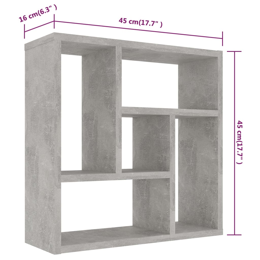 Wandregal Betongrau 45,1x16x45,1 cm Holzwerkstoff - Pazzar.ch