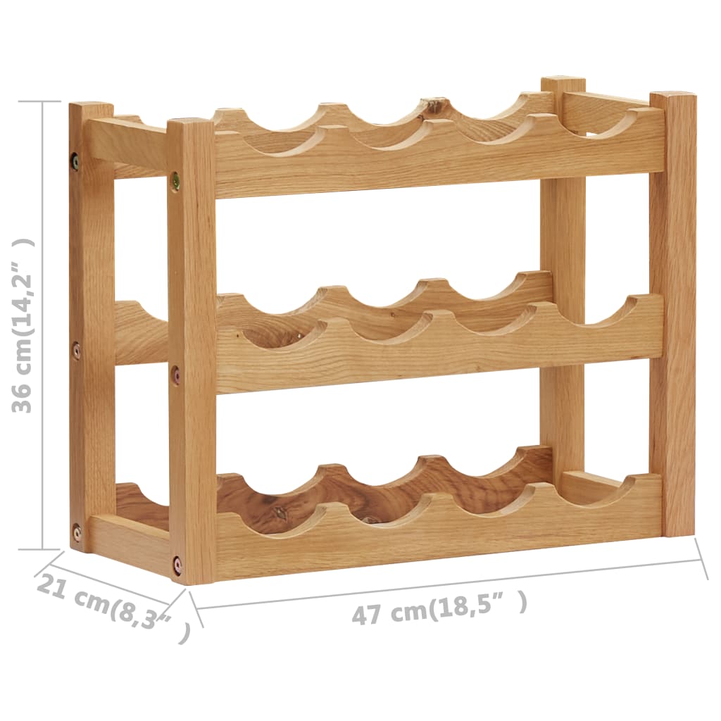 Weinregal für 12 Flaschen 47 x 21 x 36 cm Eiche Massivholz