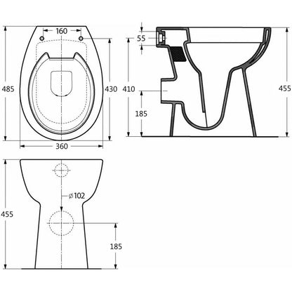 Hohe Spülrandlose Toilette Soft-Close 7cm Höher Keramik Schwarz - Pazzar.ch