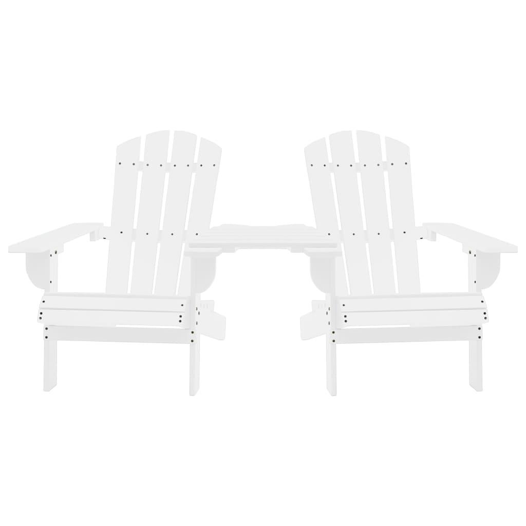 Adirondack-Gartenstühle mit Tisch Massivholz Tanne Weiß