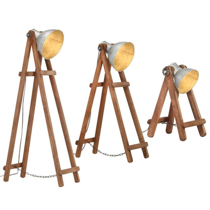Stehlampen 3 Stk. Silbern E27 Mango Massivholz - Pazzar.ch