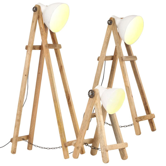 Stehlampen 3 Stk. Weiß E27 Mango Massivholz - Pazzar.ch