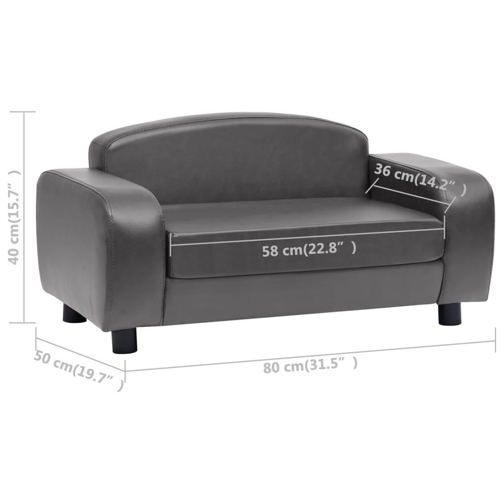 Hundesofa Grau 80x50x40 cm Kunstleder - Pazzar.ch
