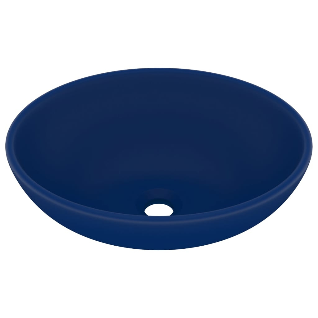 Luxuriöses Ovales Waschbecken Matt Dunkelblau 40x33 cm Keramik - Pazzar.ch