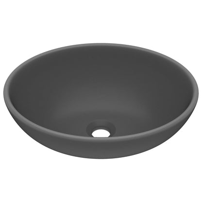 Luxuriöses Ovales Waschbecken Matt Dunkelgrau 40x33 cm Keramik - Pazzar.ch
