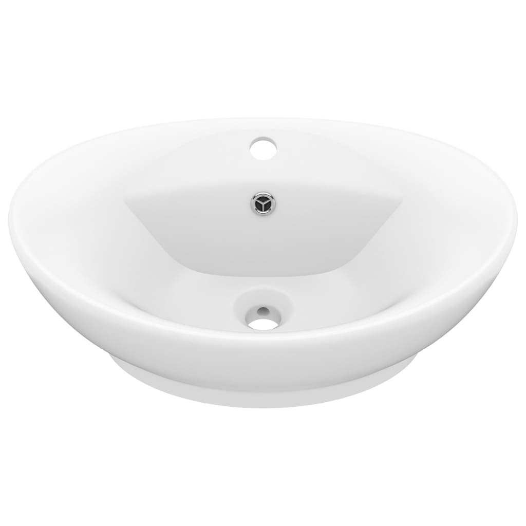 Luxus-Waschbecken Überlauf Oval Matt-Weiß 58,5x39 cm Keramik - Pazzar.ch