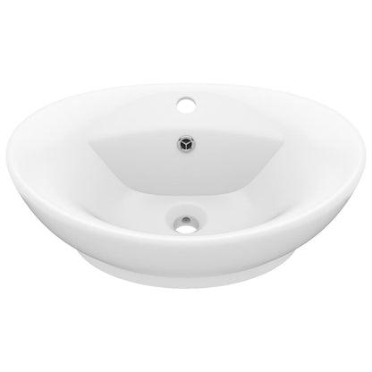 Luxus-Waschbecken Überlauf Oval Matt-Weiß 58,5x39 cm Keramik - Pazzar.ch